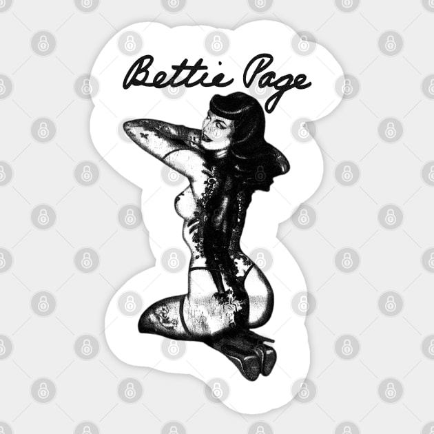 Bettie Page Pin Up Black White Bettie Page Sticker TeePublic